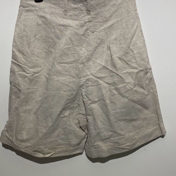 Rev-Up Women's Cream Pleated Cuffed Hem Linen Blend A-Line Shorts Size 9/10 - Picture 6 of 9